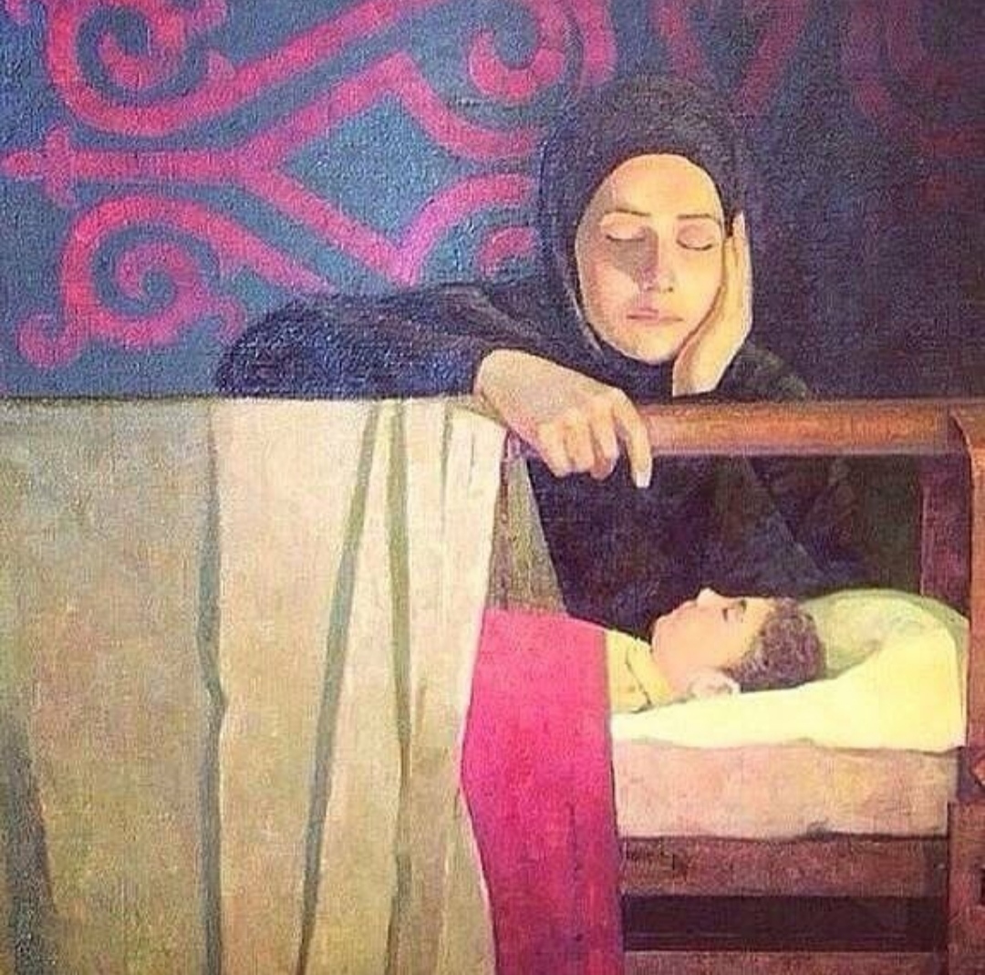 Мама сон исламский. Горянка с ребенком. Мать в Исламе. Дагестанские картины.